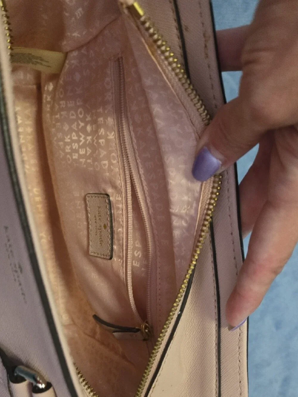 kate spade Laurel Way Jeweled Small blush pink satchel with gold hardware